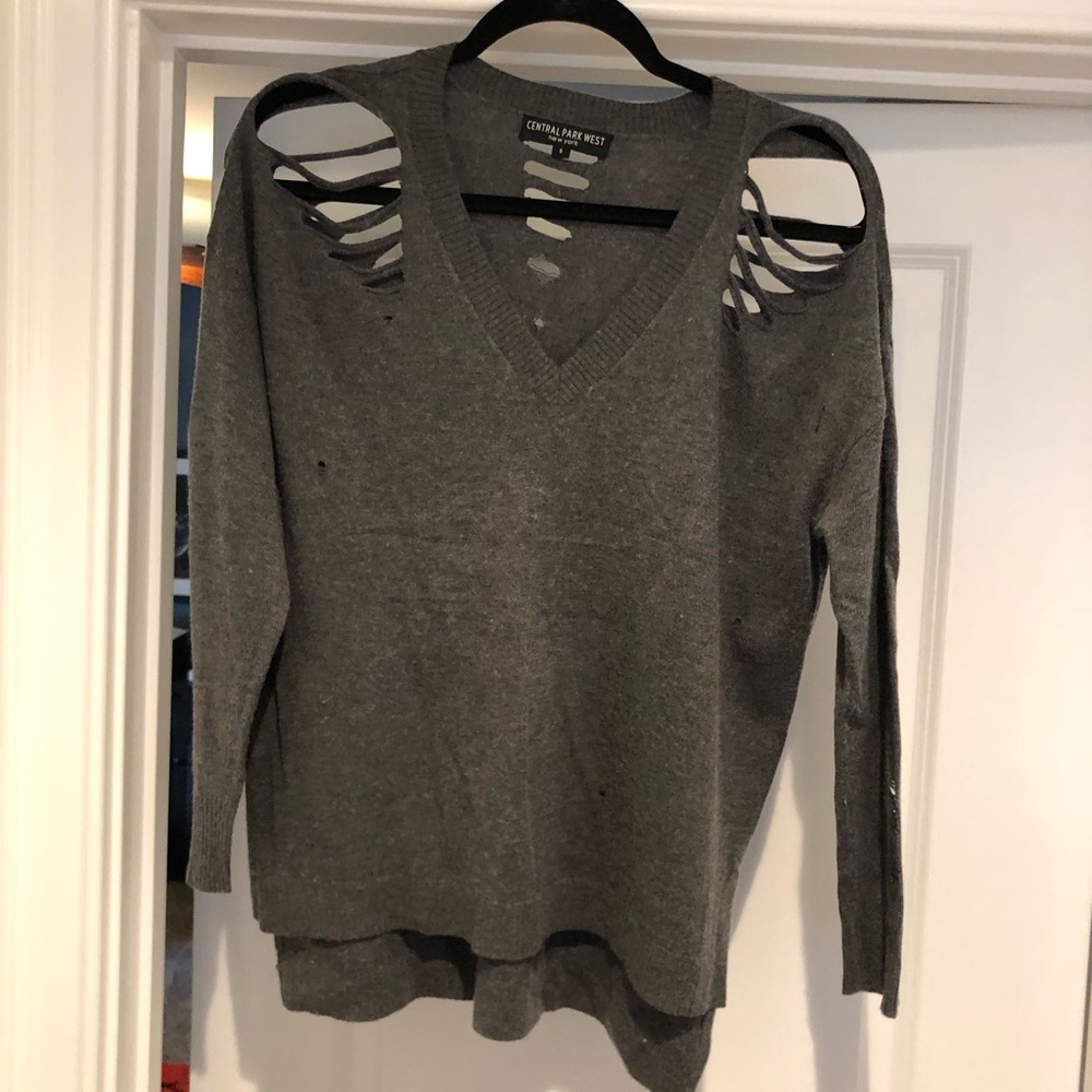 Central Park West Distressed/Slash Detail sweater